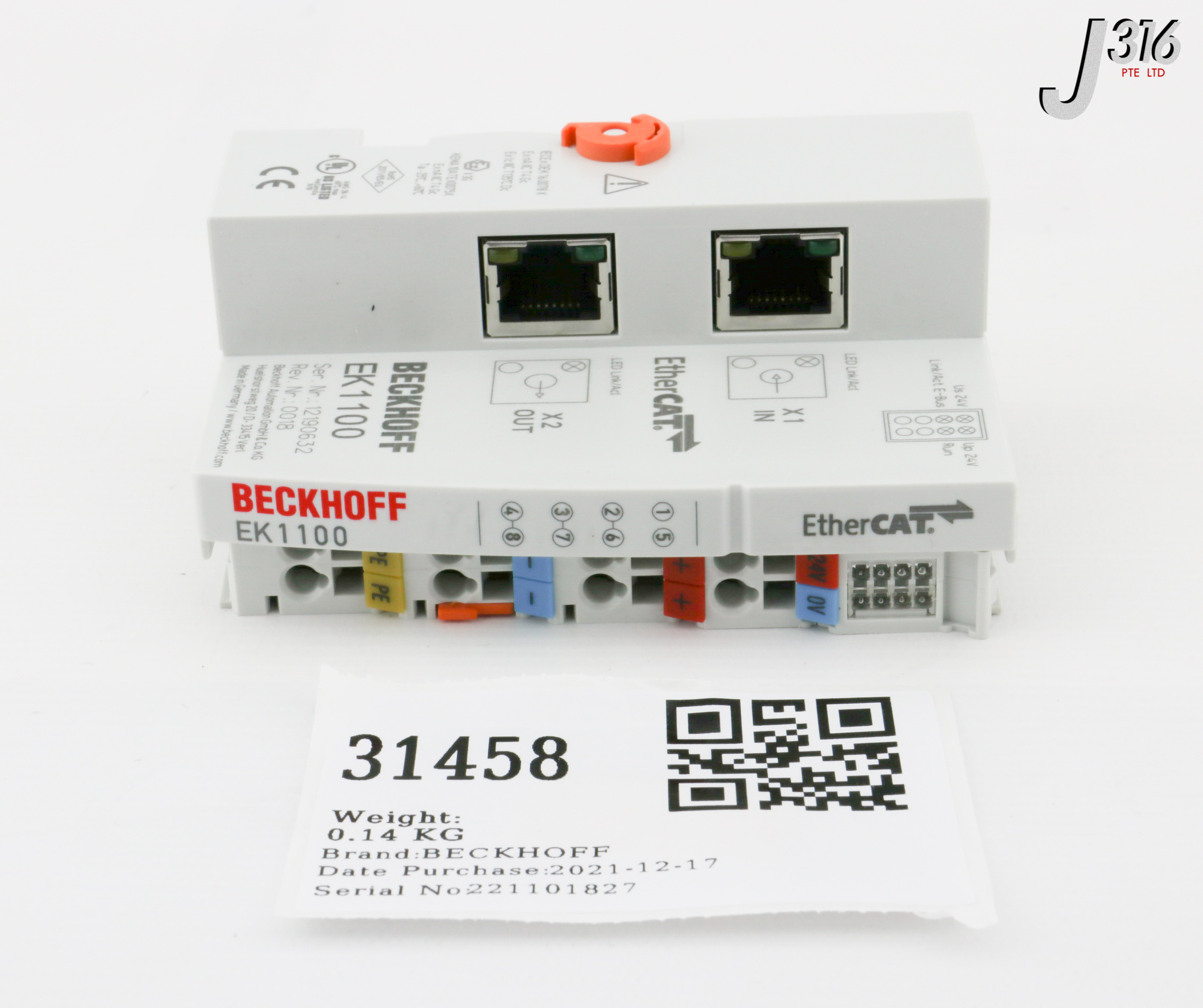 you 31458 BECKHOFF COUPLER COUPLING OF ETHERCAT TERMINALS (NEW) EK1100